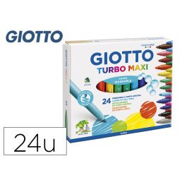 Rotulador giotto turbo maxi caja de 24 colores lavables con punta bloqueada