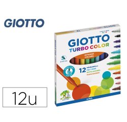 Rotulador giotto turbo color caja de 12 colores lavables con punta bloqueada