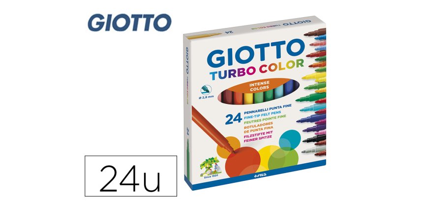 Rotulador giotto turbo color caja de 24 colores lavables con punta bloqueada