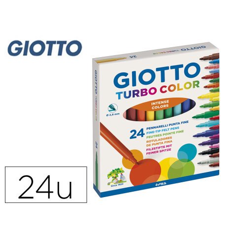 Rotulador giotto turbo color caja de 24 colores lavables con punta bloqueada