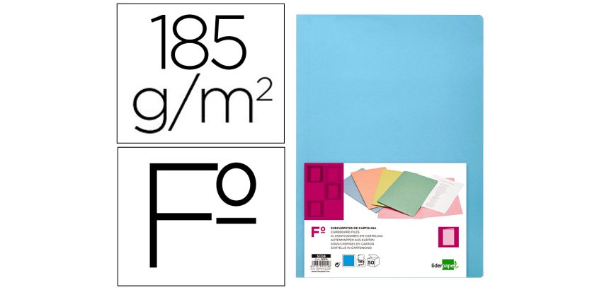 Subcarpeta liderpapel folio celeste intenso 180g/m2