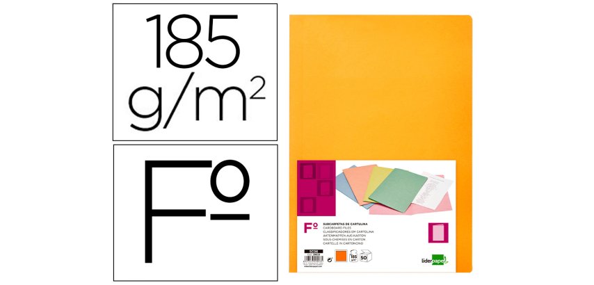 Subcarpeta liderpapel folio naranja intenso 180g/m2