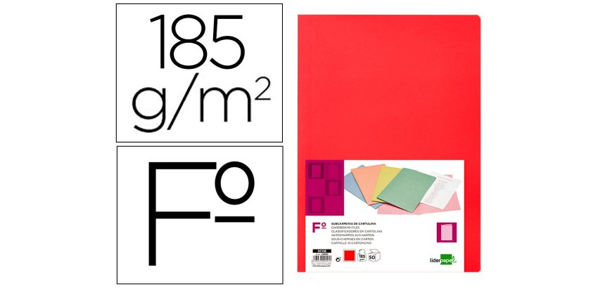 Subcarpeta liderpapel folio rojo intenso 180g/m2