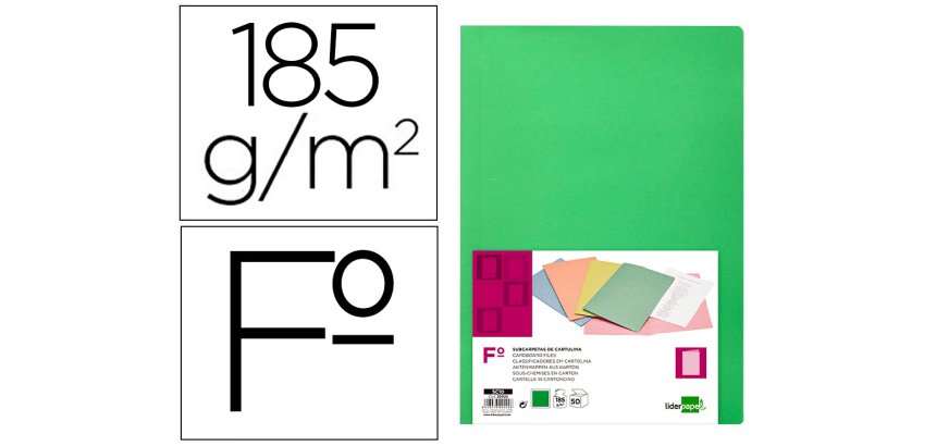 Subcarpeta liderpapel folio verde intenso 180g/m2