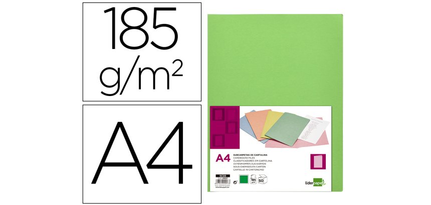 Subcarpeta liderpapel din a4 verde intenso 180g/m2
