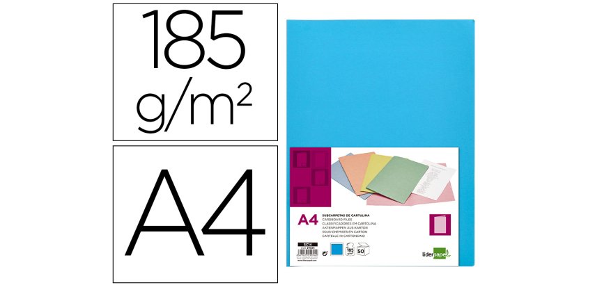 Subcarpeta liderpapel din a4 celeste intenso 180g/m2