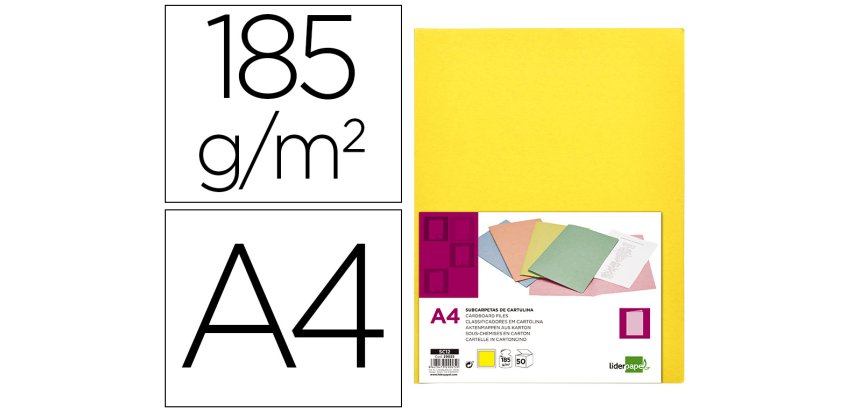 Subcarpeta liderpapel din a4 amarillo intenso 180g/m2