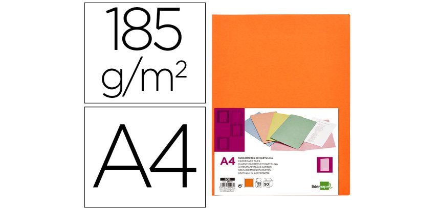 Subcarpeta liderpapel a4 naranja intenso 180g/m2