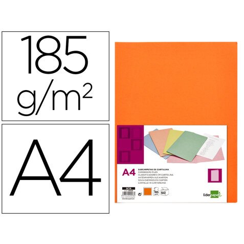 Subcarpeta liderpapel a4 naranja intenso 180g/m2