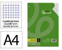 Recambio liderpapel A4 100 hojas 100g/m2 cuadro 5mm con margen 4 taladros