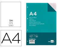 Recambio liderpapel a4 100 hojas 100gr liso 4 taladros doble margen