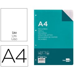 Recambio liderpapel a4 100 hojas 100g/m2 liso 4 taladros doble margen