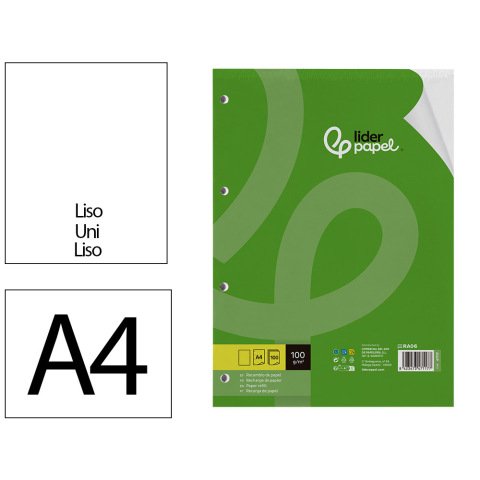 Recambio liderpapel a4 100 hojas 100gr liso 4 taladros doble margen