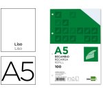 Recambio liderpapel a5 100h 100gr liso doble margen 6 taladros