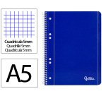 Cuaderno espiral liderpapel a5 micro serie azul tapa blanda 80h 75gr cuadro5mm 6 talad ros azul