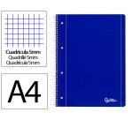 Cuaderno espiral liderpapel a4 micro serie azul tapa blanda 80h 75gr cuadro 5mm con mar gen 4 taladros azul