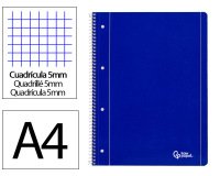 Cuaderno espiral liderpapel a4 micro serie azul tapa blanda 80h 75gr cuadro 5mm con mar gen 4 taladros azul