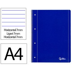 Cuaderno espiral liderpapel a4 micro serie azul tapa blanda 80h 75gr horizontal con ma rgen 4 taladros azul