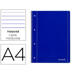 Cuaderno espiral liderpapel a4 micro serie azul tapa blanda 80h 75 gr horizontal con margen 4 taladros azul