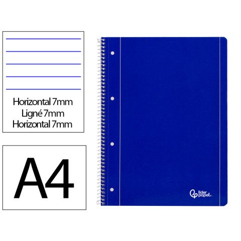 Cuaderno espiral liderpapel a4 micro serie azul tapa blanda 80h 75gr horizontal con ma rgen 4 taladros azul