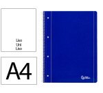 Cuaderno espiral liderpapel a4 micro serie azul tapa blanda 80h 75gr liso con margen 4 taladros azul