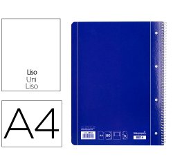Cuaderno espiral liderpapel a4 micro serie azul tapa blanda 80h 75 gr liso con margen 4 taladros azul