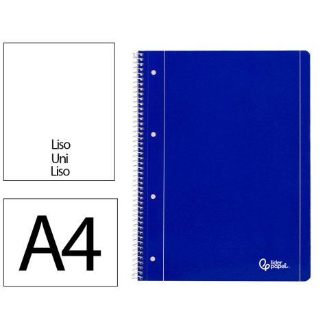 Cuaderno espiral liderpapel a4 micro serie azul tapa blanda 80h 75gr liso con margen 4 taladros azul