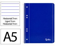 Cuaderno espiral liderpapel a5 micro serie azul tapa blandblanda 80h 75gr horizontal 6 taladros azul