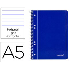 Cuaderno espiral liderpapel a5 micro serie azul tapa blandblanda 80h 75gr horizontal 6 taladros azul