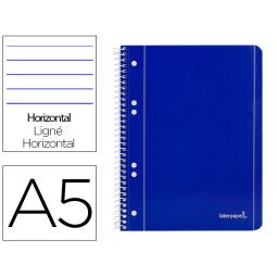 Cuaderno espiral liderpapel a5 micro serie azul tapa blanda 80h 75 gr horizontal 6 taladros azul