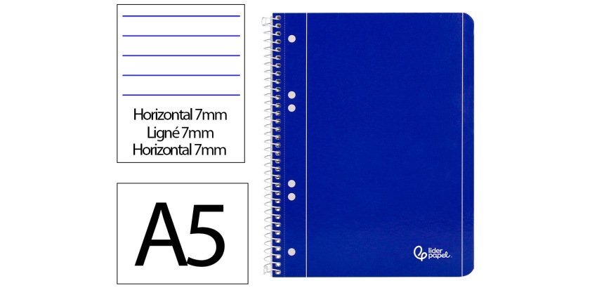 Cuaderno espiral liderpapel a5 micro serie azul tapa blandblanda 80h 75gr horizontal 6 taladros azul