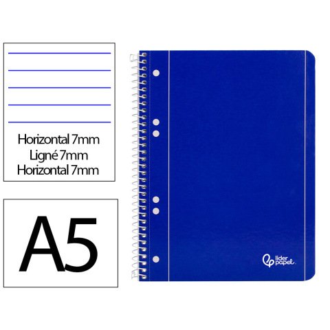 Cuaderno espiral liderpapel a5 micro serie azul tapa blandblanda 80h 75gr horizontal 6 taladros azul