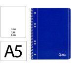 Cuaderno espiral liderpapel a5 micro serie azul tapa blanda 80h 75gr liso 6 taladros azul