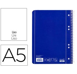 Cuaderno espiral liderpapel a5 micro serie azul tapa blanda 80h 75 gr liso 6taladros azul