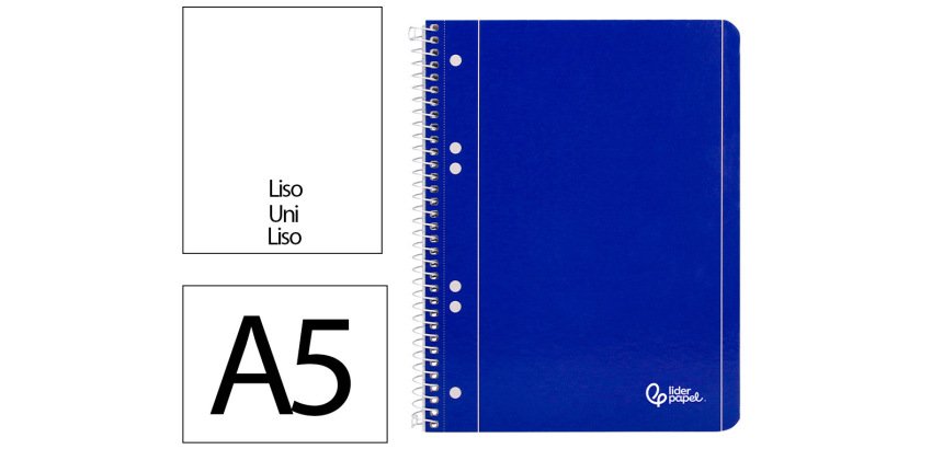 Cuaderno espiral liderpapel a5 micro serie azul tapa blanda 80h 75gr liso 6 taladros azul
