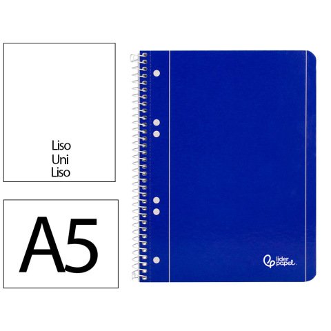 Cuaderno espiral liderpapel a5 micro serie azul tapa blanda 80h 75gr liso 6 taladros azul