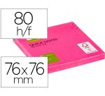 Bloc de notas adhesivas quita y pon q-connect 76x76 mm rosa neon 80 hojas