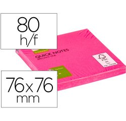 Bloc de notas adhesivas quita y pon q-connect 76x76 mm rosa neon 80 hojas