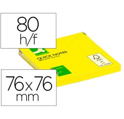 Bloc de notas adhesivas quita y pon q-connect 76x76 mm amarillo neon 80 hojas