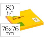 Bloc de notas adhesivas quita y pon q-connect 76x76 mm naranja neon 80 hojas