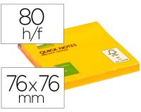 Bloc de notas adhesivas quita y pon q-connect 76x76 mm naranja neon 80 hojas