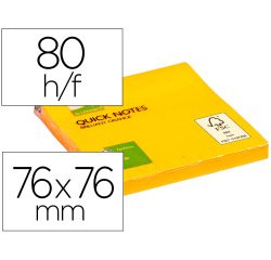 Bloc de notas adhesivas quita y pon q-connect 76x76 mm naranja neon 80 hojas