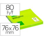 Bloc de notas adhesivas quita y pon q-connect 76x76 mm verde neon 80 hojas