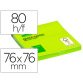 Bloc de notas adhesivas quita y pon q-connect 76x76 mm verde neon 80 hojas