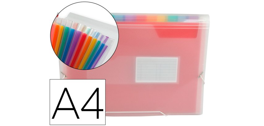 Carpeta liderpapel clasificador fuelle 42159 polipropileno a4 tte 2 huecos tarjetas spectrafile 13 dpto