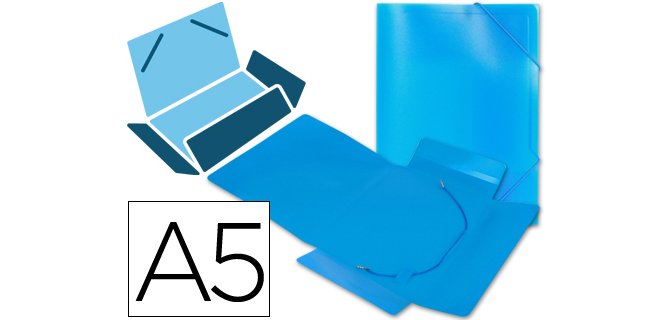 Carpeta liderpapel gomas tres solapas polipropileno din a5 color azul