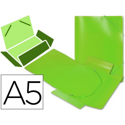Carpeta liderpapel gomas tres solapas polipropileno din a5 color verde