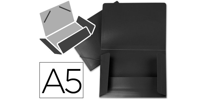 Carpeta liderpapel gomas tres solapas polipropileno din a5 color negro opaco