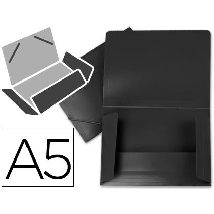 Carpeta liderpapel gomas tres solapas polipropileno din a5 color negro opaco