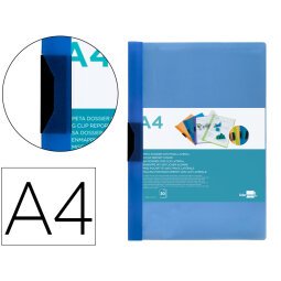 Carpeta liderpapel dossier pinza lateral 45302 polipropileno din a4 azul 30 hojas pinza deslizante